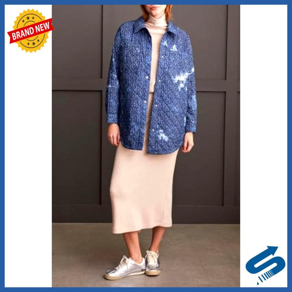 Quilted Button-Up Shacket with Patch Pockets, Lon… - image 2